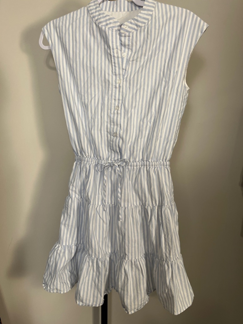LaRoque Blue White Stripe Tiered Sleeveless Cotton Mini Dress XS Preppy Nautical